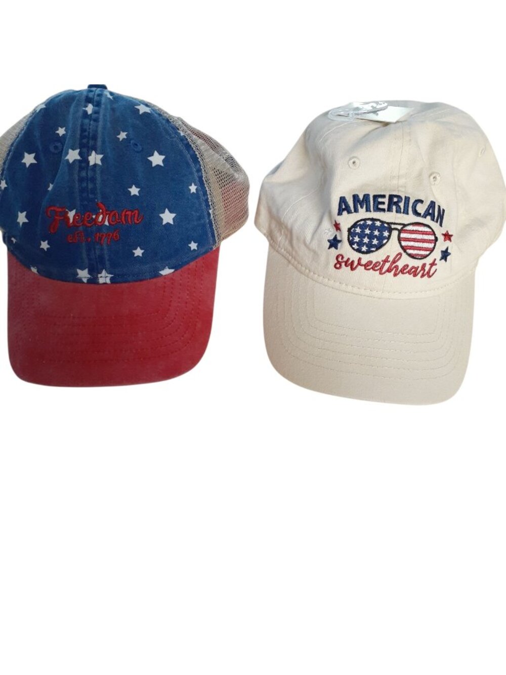 Set of 2 Infinity Unisex One Size Fits Most Adjustable Patriotic Trucker Caps NW